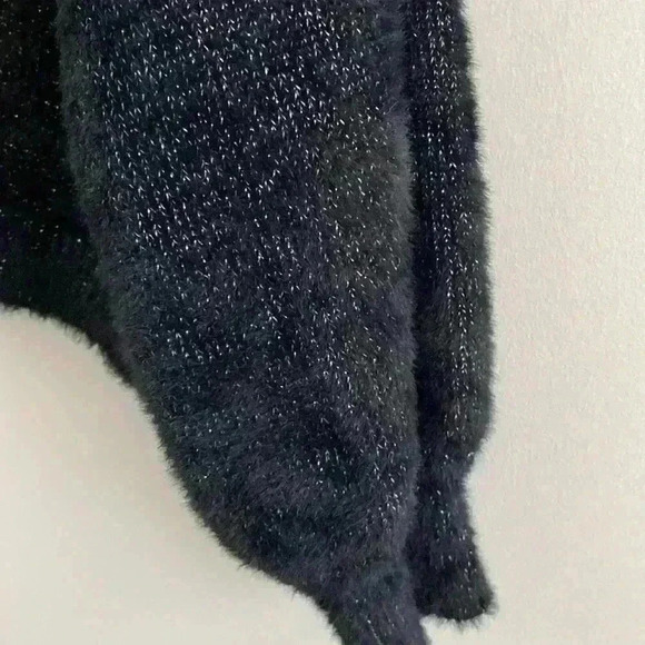 Women’s crop sweater. Black with silver threading, giving holiday feels. - Picture 3 of 5